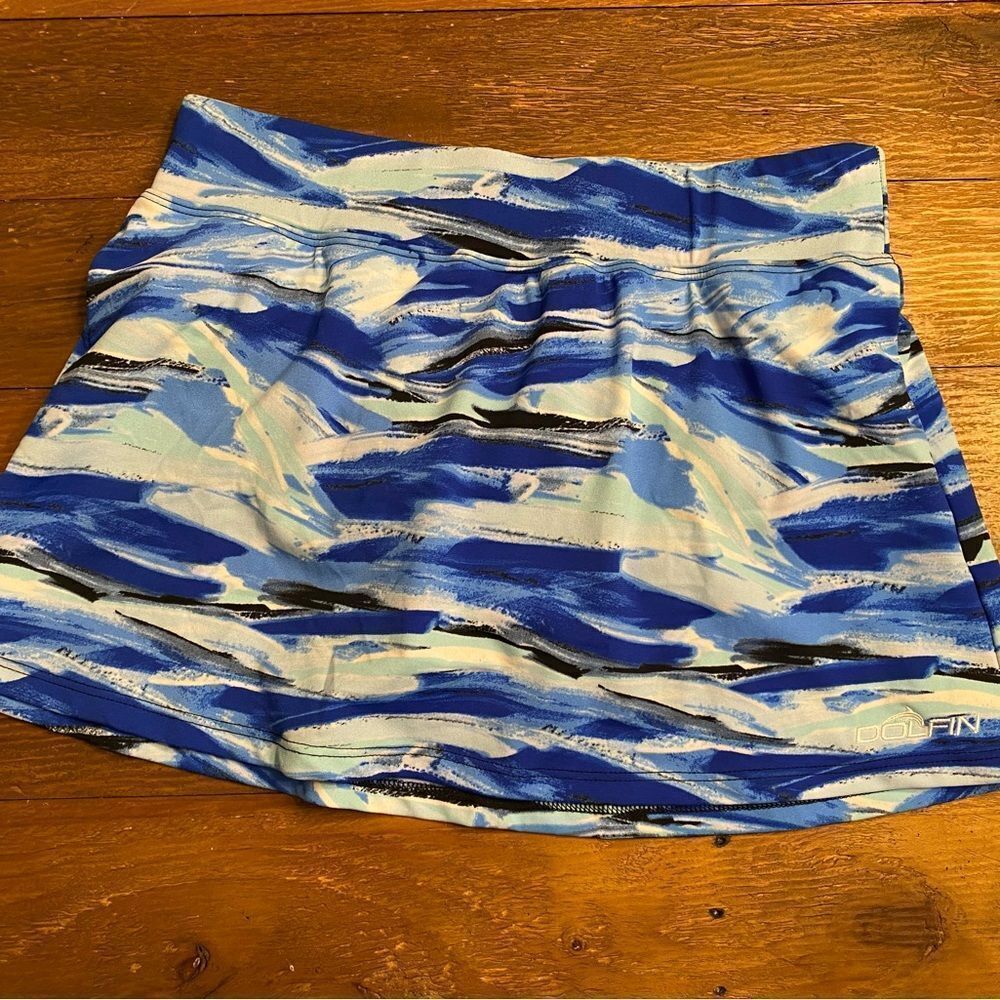 Dolfin Small Aquashape A-Line Swim Skirt bottoms bikini blue white